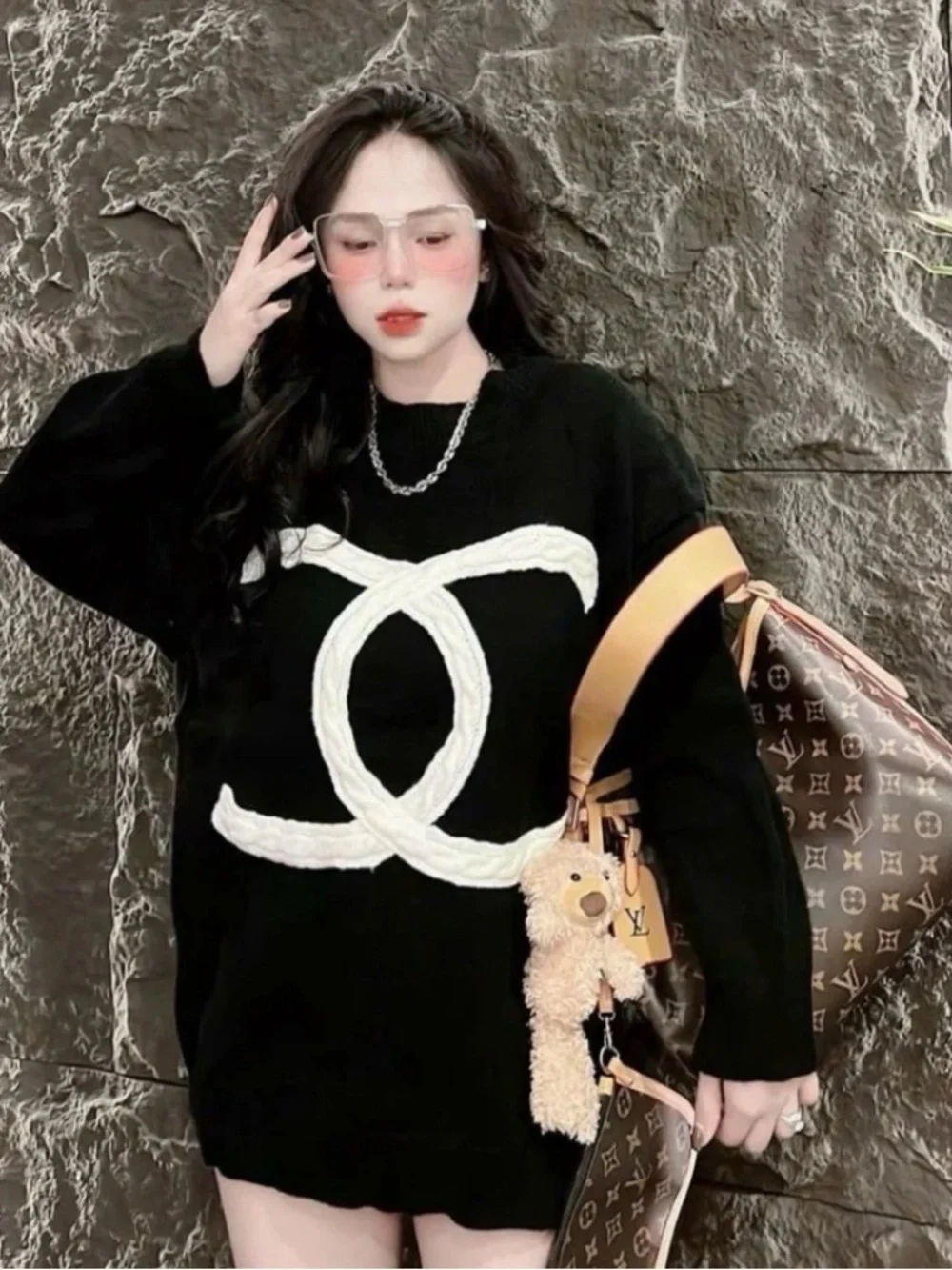 Soft black luxe CC sweater